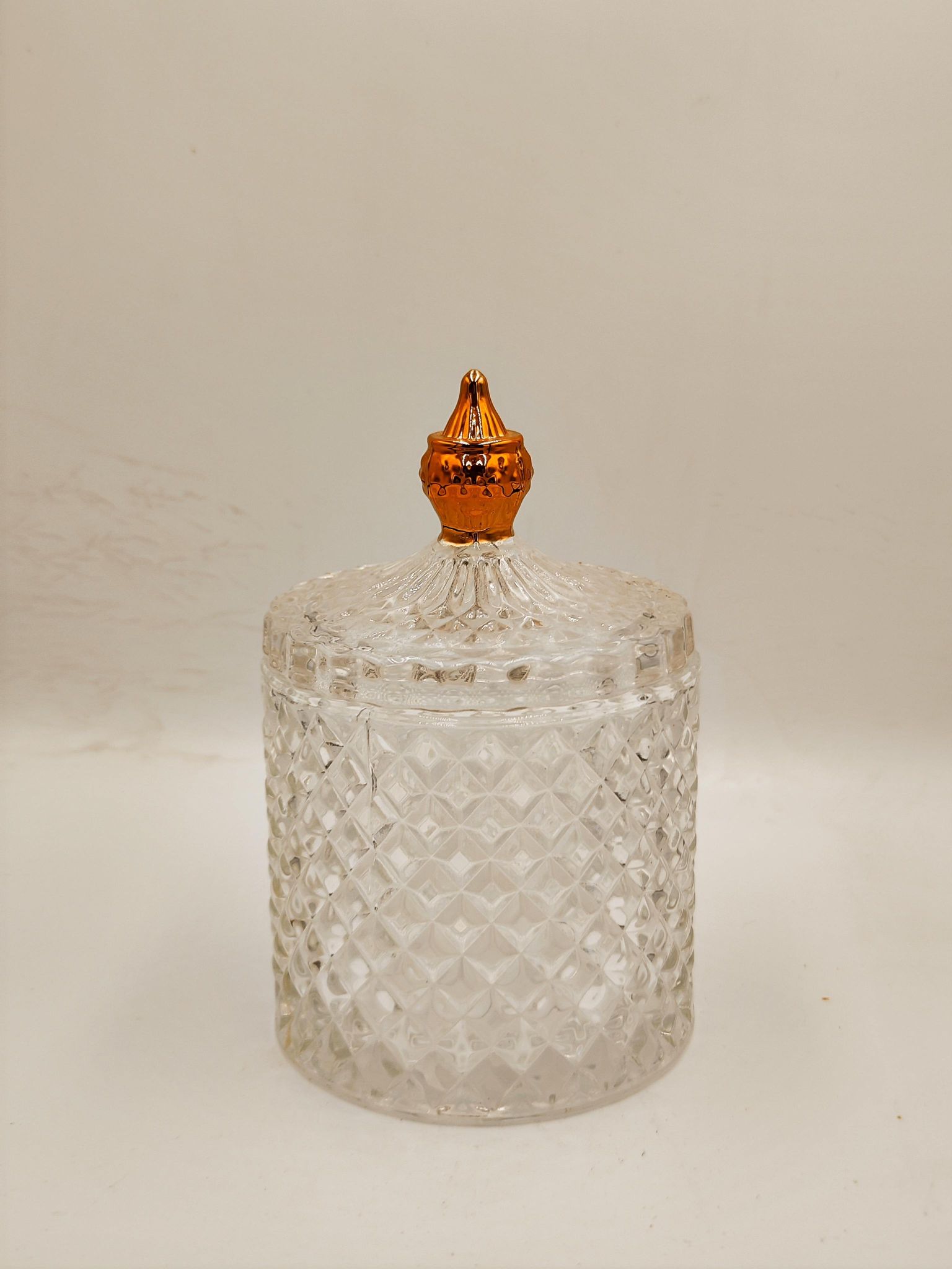 Behälter-glas-kerzen-zuckerdose - Klein/200-220 Ml/ 1 / Art.-nr. 135867 / Art.-pol. / Weißgoldener Ausguss