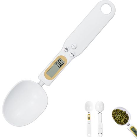 Weißer, Digitaler Präzisionsmesslöffel Von 0,1 G Bis 500 G Mit Abnehmbarem Löffel, Ideal Zum Abwiegen Von Gewürzen, Kräutern, Pulvern, Nahrungsergänzungsmitteln, Babynahrung Und Kaffee, Für Präzises D