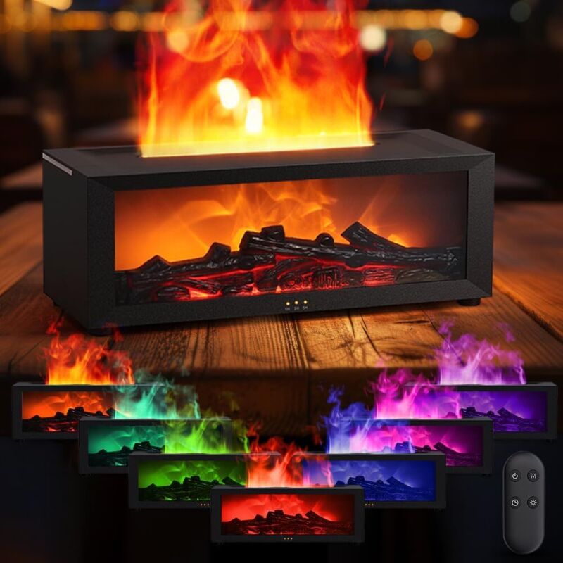150-ml-diffusor Für Ätherische Öle – 3d-flamme Mit Fernbedienung, 7-farbige Led, Automatische Abschaltung – Für Aromatherapie, Schlafzimmer, Büro