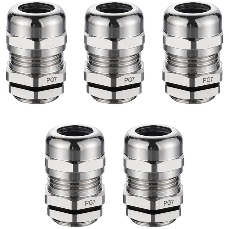5 Stück Pg7-kabelverschraubungen, Wasserdichte Kabelverbinder Der Schutzklasse Ip68, 12,5 Mm Staubdichte Kabelverbinder Aus Messing, Geeignet Für Kabelverbindungen Von 3–6,5 Mm