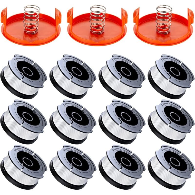 12er-pack Trimmerfadenspulen, Kompatibel Mit Black & Decker Trimmern, A6481 A6485 1,65 Mm Freischneider-fadenspule (12 Trimmerfäden, 3 Schutzkappen, 3 Federn)