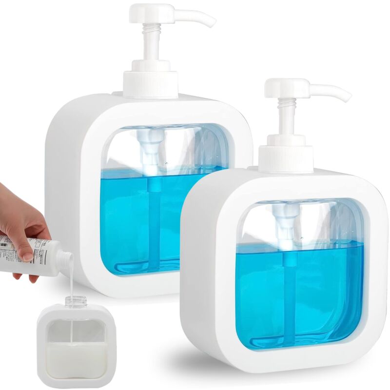2er-set Spender Für Hand- Und Spülmittel, 300 Ml Seifenspender Für Das Badezimmer, Duschgel Und Shampoo, Nachfüllbarer Seifenspender, Spülmittelspender, Duschseifenspender