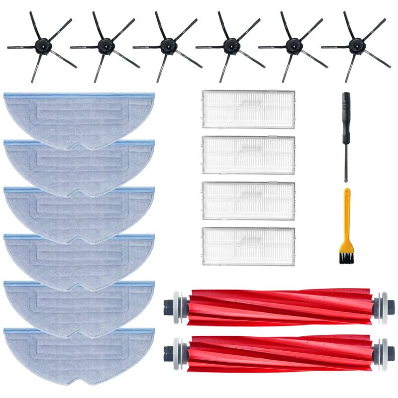 20-teiliges Zubehör-set, Ersatzteile Für Xiaomi Roborock S7, S7+, S7 Plus, S7 Maxv Plus, Ultra, T7, T7s, T7 Plus, T7s Plus, 2 Hauptbürsten, 4 Seitenbürsten, 4 Filter, 6 Wischlappen