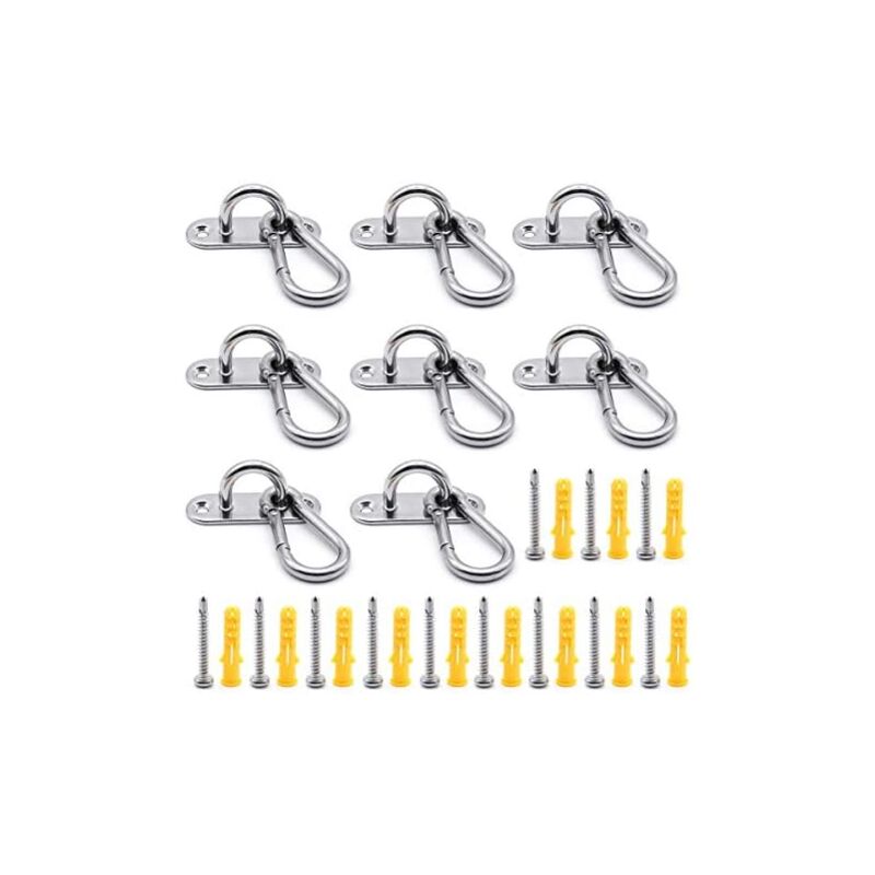 16 Stück 60 Mm Deckenhaken, M6-edelstahl-ösenplatte (8 Stück) Und M6-karabinerhaken (8 Stück), 60 Mm Lange Deckenhaken-kombination, Deckenbefestigung