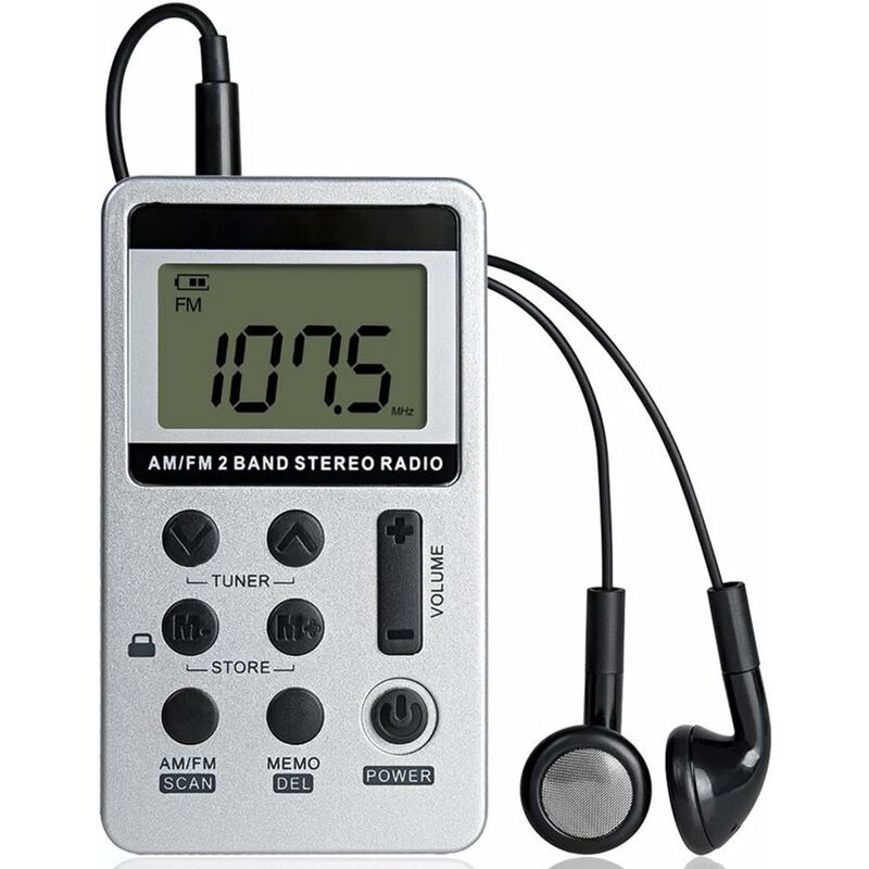 Tragbares Mini-stereoradio, Wiederaufladbares Taschenradio, Dsp-stereoradio Mit Am/fm-empfang, Digitaler Empfänger Mit Kopfhörer Für Senioren, Einfach Zu Bedienen (weiß)