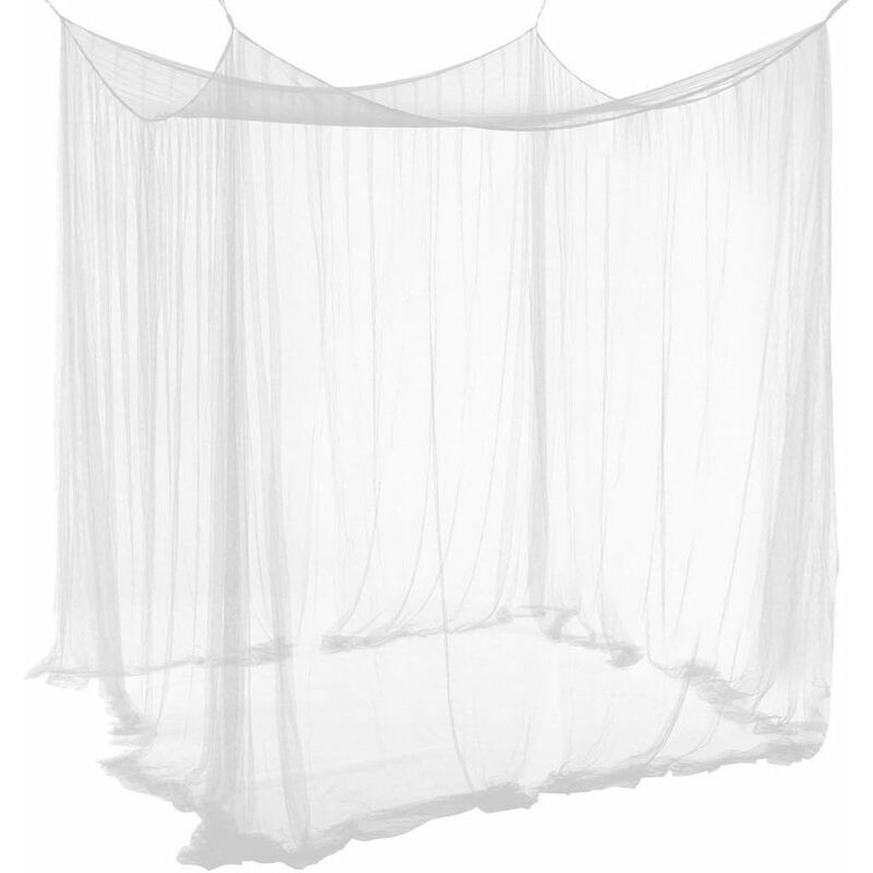 Moskitonetz Für Doppelbetten, Rechteckiges Himmelbett, Großes Weißes Sommer-moskitonetz Mit 4 Öffnungen, Bettvorhänge, 190 Cm (b) X 210 Cm (l) X 240 Cm (h), Insektenschutz
