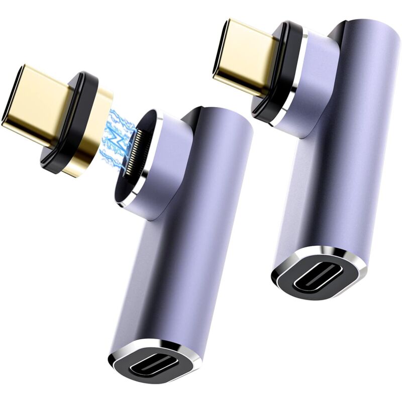 2 Stück 140-w-usb-c-adapter, Magnet-zu-usb-4.0-adapter, Schnellladung, 40 Gbps Datenübertragung, 8k-60-hz-video Für Thunderbolt 3/4, Macbook Pro/air, Steam Deck, Flache Form