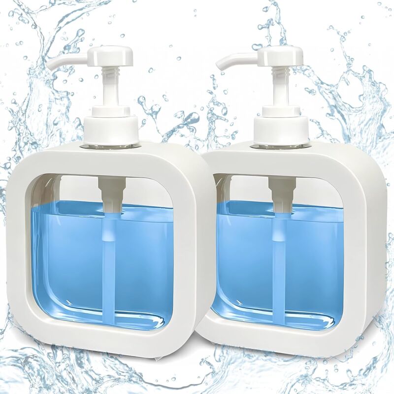 2 Stück Leere Pumpflaschen, 300 Ml Seifenspender, Nachfüllbarer Spülmittelspender, Duschgelspender, Geeignet Für Flüssigseifen, Reinigungsmittel, Lotionen, Öle, Shampoos