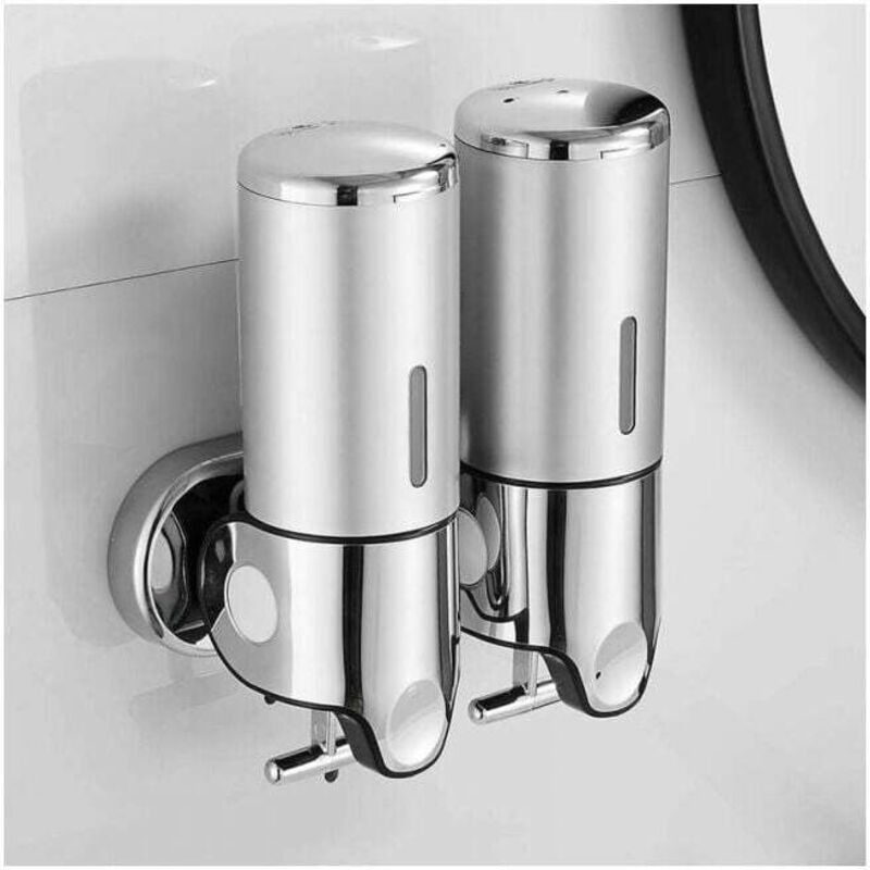 500-ml-wandseifenspender, Doppelkopf-handseifenspender, Flüssigseifenspender Für Duschgel Und Shampoo Für Küche, Bad Und Hotel