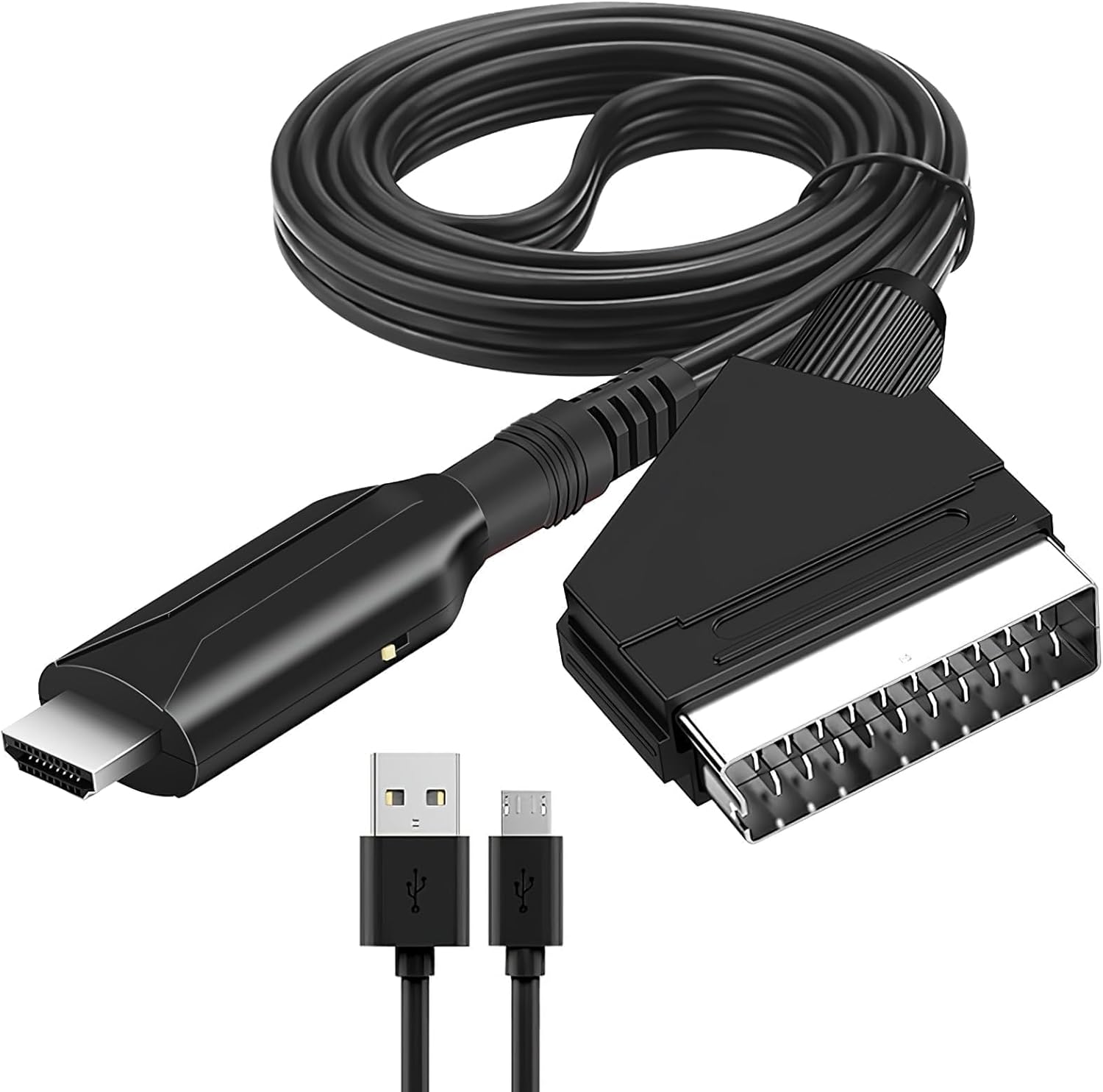 Scart-zu-hdmi-konverter, Scart-hdmi-kabel, Scart-zu-hdmi-adapter, Scart-zu-hdmi Mit Scart-eingangskabel Und Hdmi-ausgang, Für Tv, Monitor, Projektor, Stb, Vhs, Xbox, Ps3