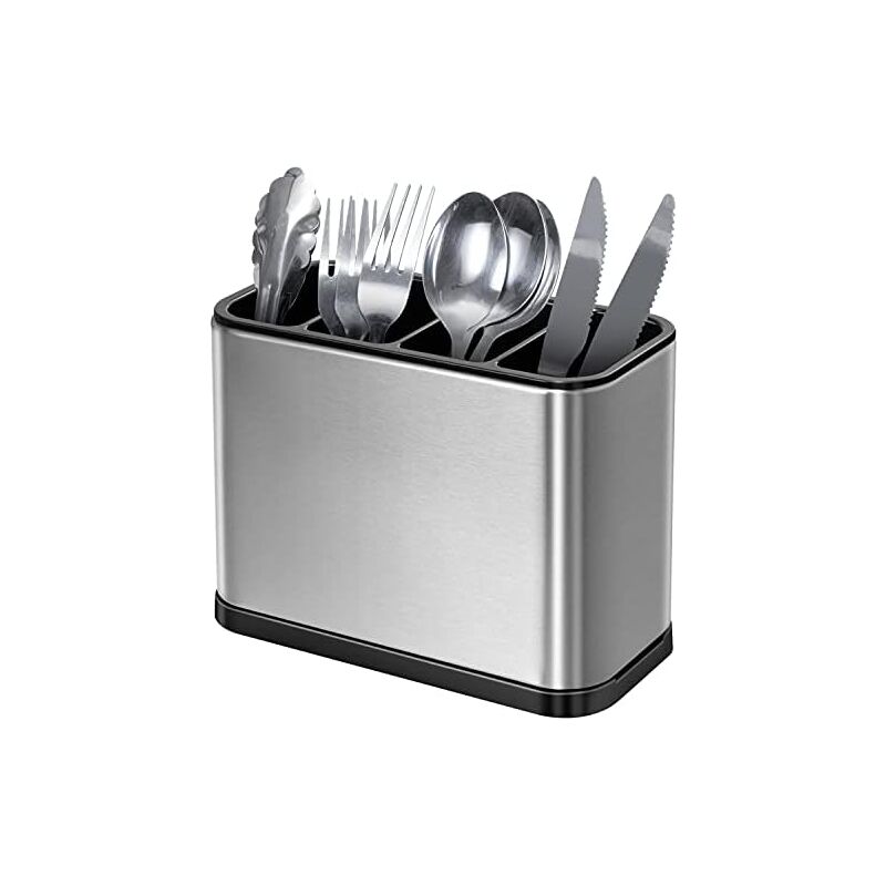 18 X 8,6 X 13 Cm Utensilienhalter-organizer, 4 Fächer, Utensilien-aufbewahrungsorganizer, Multifunktionale Tropfschale, Rutschfest, Rostfreier Edelstahl