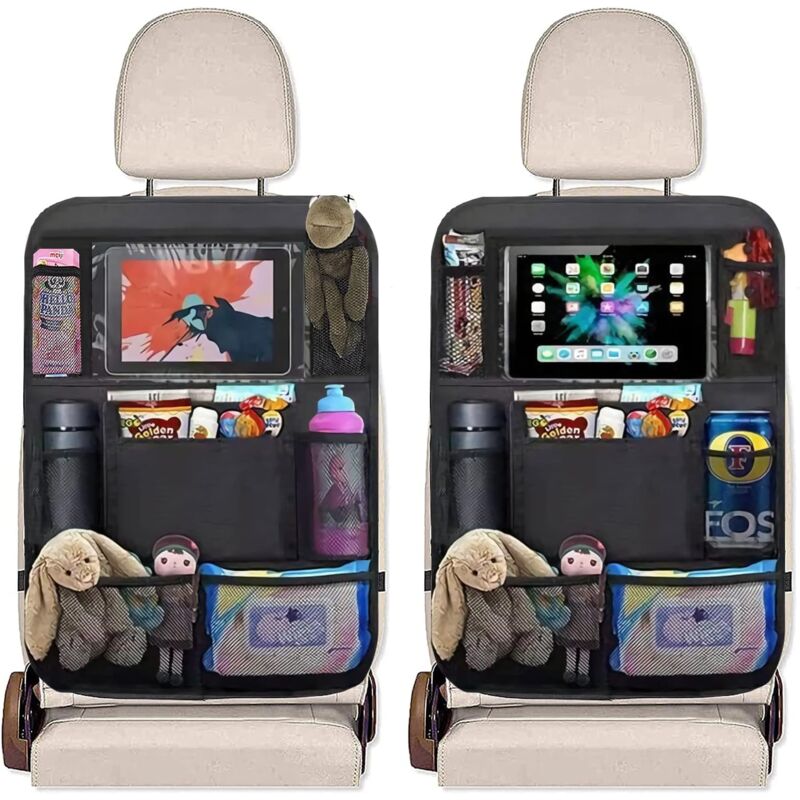 Auto-organizer, 2-teiliger Auto-organizer Für Kinder Mit 9 Fächern, Auto-organizer Mit Durchsichtiger 10-zoll-tablettasche, Rückenlehnen-organizer Für Bücher/spielzeug/flaschen