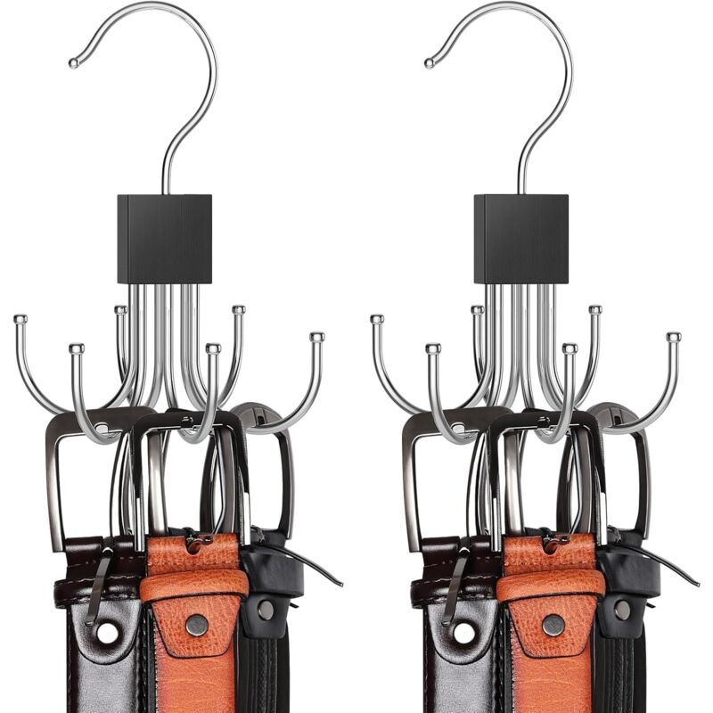 Gürtelhalter Für Den Kleiderschrank, 2er-pack, Um 360° Drehbarer Krawattenhalter, Platzsparend, Zur Aufbewahrung Von Gürteln Und Krawatten, Maximale Kapazität Von 32 Gürteln, Halter Für Schals, Multif