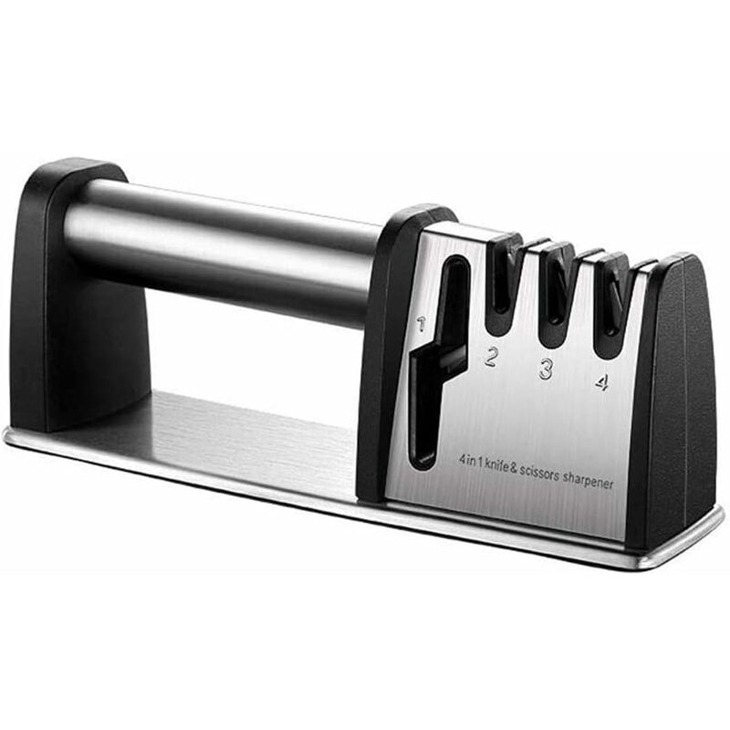 Professioneller Messerschärfer, Messerschärfer, 4-in-1-küchenmesserschärfer Aus Diamant-wolframstahl, Manuelle Messerschärfer Mit Rutschfester Basis, Für Küchenmesser, Scheren