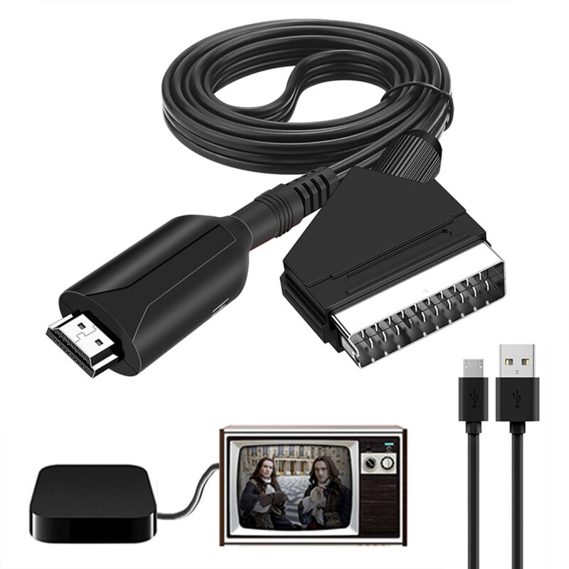 Scart-zu-hdmi-konverter – 1080p-auflösung – Kompatibel Mit Fernseher, Videorecorder Und Blu-ray-player – 1 M Kabellänge