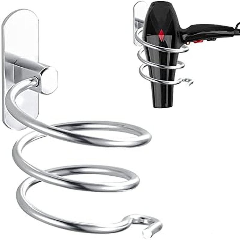9,3 X 12,5 X 11,5 Cm Spiral-haartrocknerhalter, Aluminium-wandhalterung Für Haartrockner Und Glätteisen, Kein Bohren Erforderlich, Kabelhalter Für Küche Und Bad, Badzubehör