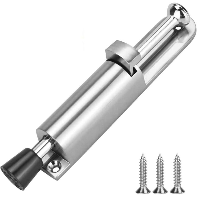 Hochbelastbarer, Federbelasteter Türstopper, Türstopper Aus Metall, Federbelasteter Türstopper Aus Zinklegierung Für Den Innen- Und Außenbereich, Gebürstetes Silber
