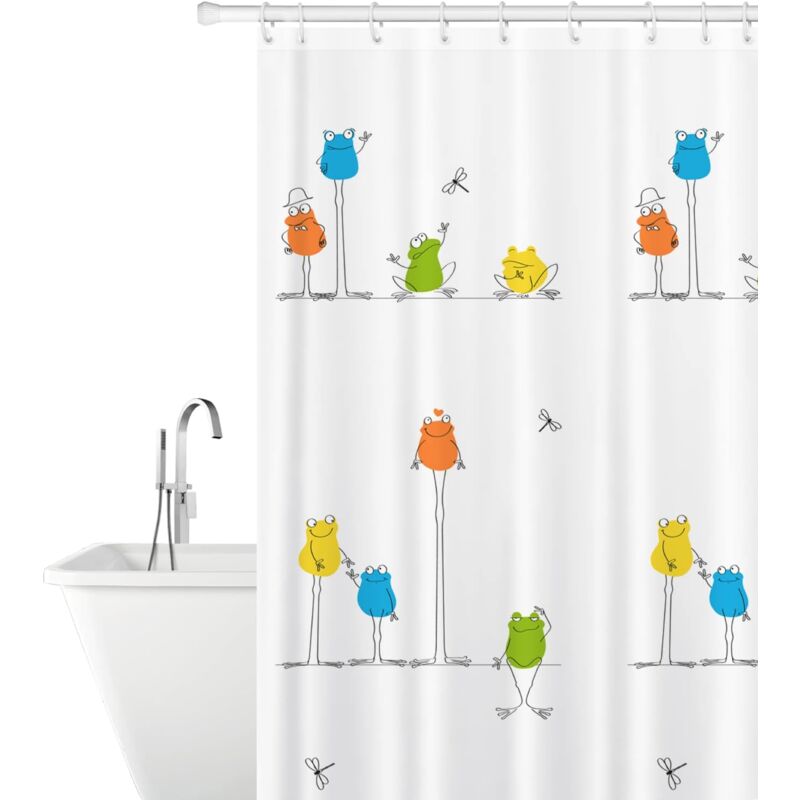 Lustiger Frosch-duschvorhang Aus Wasserdichtem Polyester Mit 12 Ringen, Schimmelresistent, Maschinenwaschbar, 180 X 180 Cm