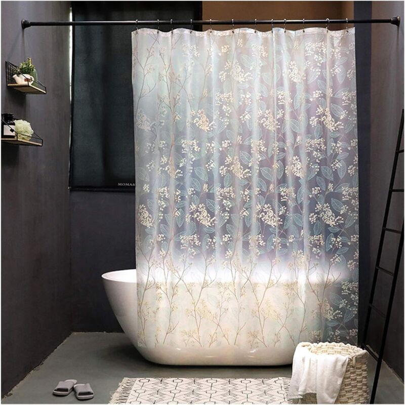 (größe: 120 X 200 Cm) Weißer, Durchscheinender Duschvorhang, Wasserdichter Duschvorhang Aus Eva, Weiße Duschvorhangringe, Badezimmer-fenstervorhang 72" B × 72" H
