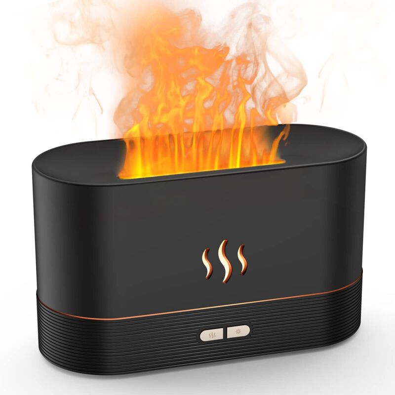 Diffusor Für Ätherische Öle, Led-luftbefeuchter, Tragbarer Ultraschall-luftaromaverteiler, Spezialeffekt-nachtlicht Mit Flammensimulation