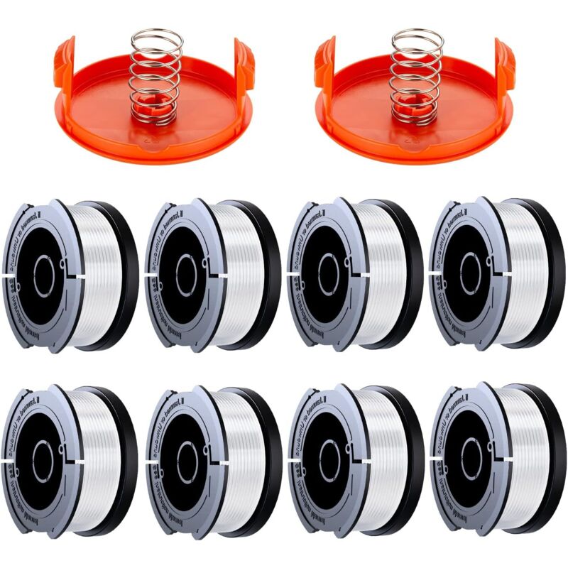 10er-pack Trimmerfadenspulen, Kompatibel Mit Black & Decker Trimmern, A6481 A6485 1,65 Mm Fadenspule Für Freischneider (8 Trimmerfäden, 2 Abdeckungen, 2 Federn)