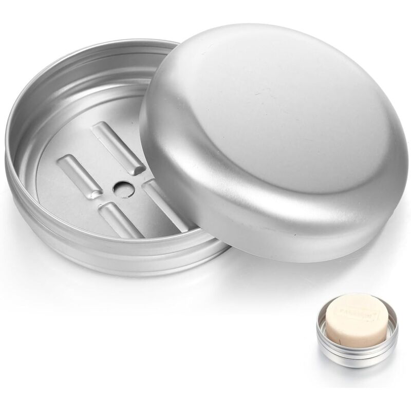 2er-pack Aluminium-seifenboxen, Wasserdichte Seifenschalen Mit Abtropfvorrichtung Für Zuhause, Reisen Und Camping (rund)