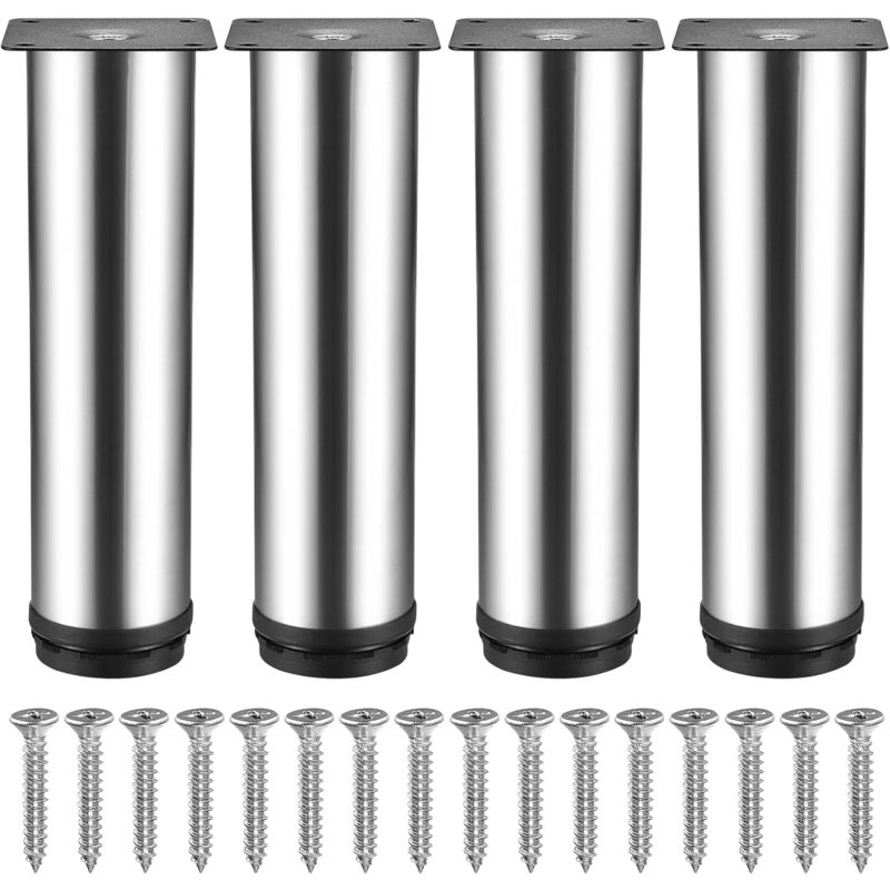 4 Stück – 50 X 200 Mm Möbelbeine Aus Edelstahl, Tischbeine Aus Metall, Schrankstützfüße, 10 Mm Höhenverstellbare Möbelfüße Für Schlafsofa, Kleiderschrank, Arbeitsplatte