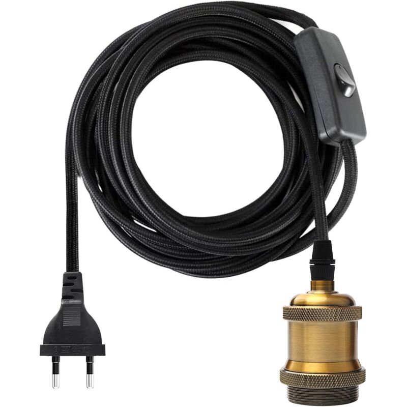 E27-fassung Mit Schalter, 3,5 Meter Stoffkabel Für Lampenfassung/edison-retro-pendelleuchte/kreative Diy-kronleuchterlampe, Vintage-industriestil, Messing