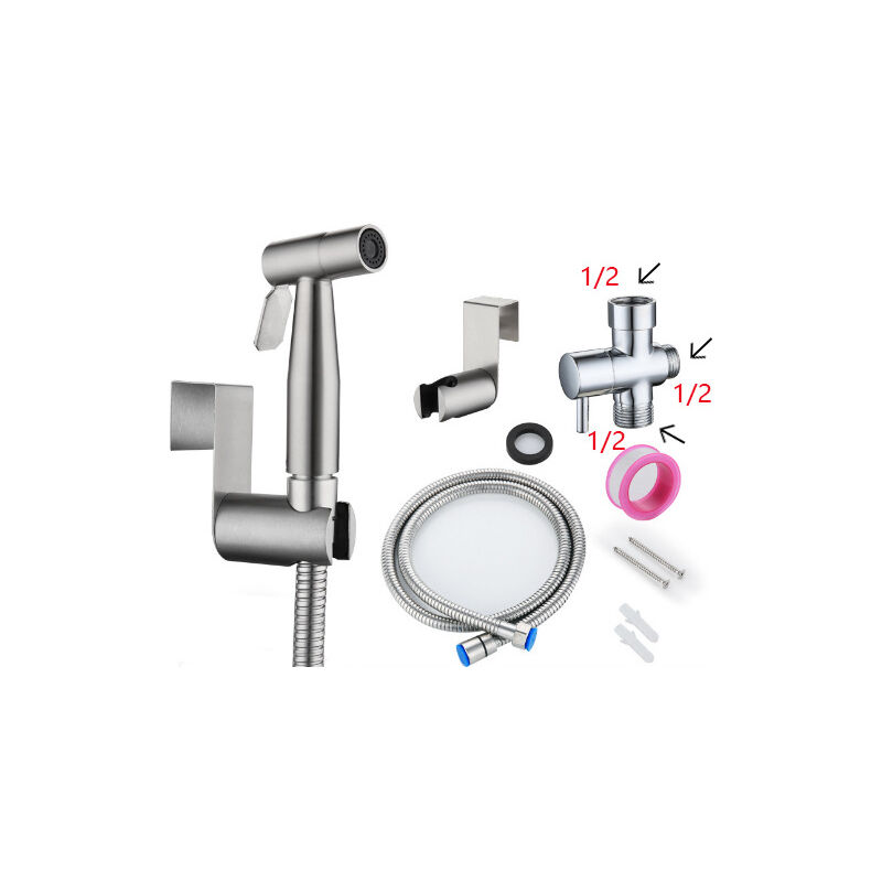 Hand-bidet-sprühkopf, Sprühkopf-set Aus Gebürstetem Edelstahl Und Nickel, Reiniger Für Stoffwindeln Im Badezimmer, Tragbare Rostfreie Duschdüse (g1/2)