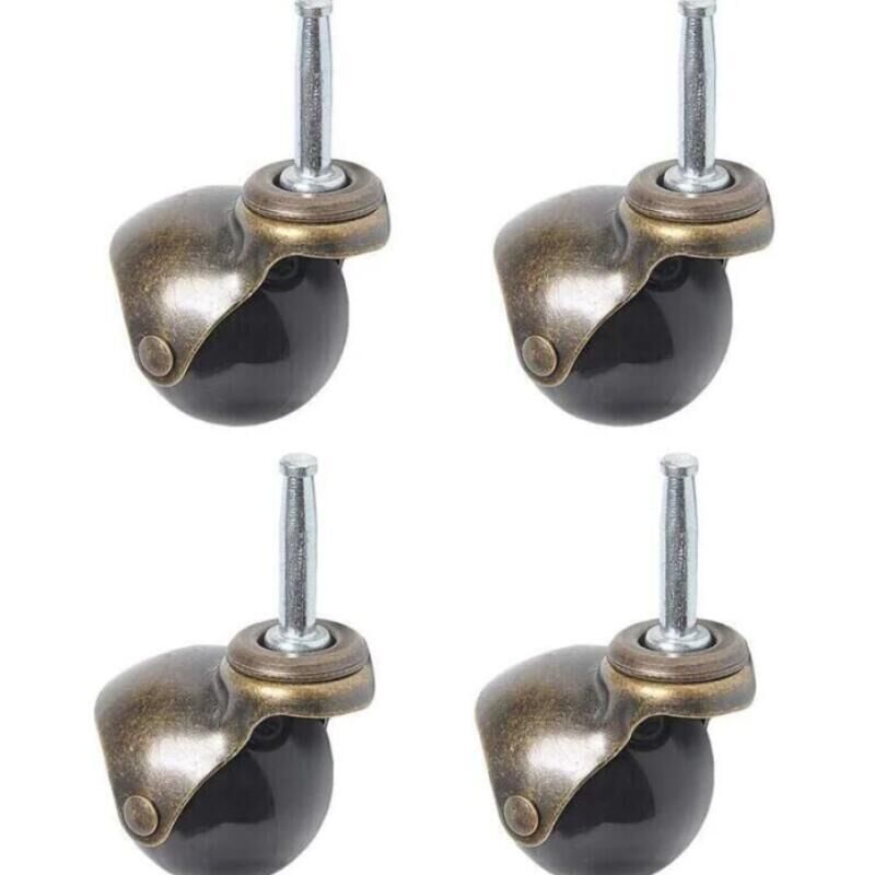 Lenkrollen, 360° Drehbare Kugelrollen, Deckplatte Mit Haube, Möbelrolle, 4 Stück (kugelrolle Mit Greifring-schaft, 2 X 50 Mm