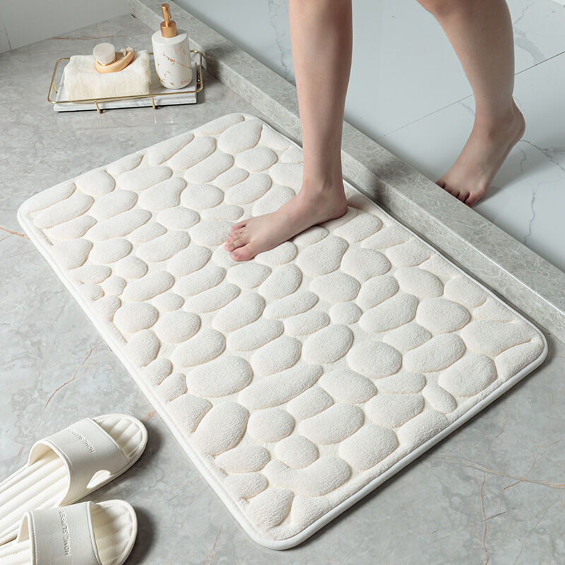 Kiesel-waffel-fußmatte, Rutschfeste, Saugfähige Fußmatte Für Badezimmer Und Eingangsbereich (milchweiß, 40 X 60 Cm)