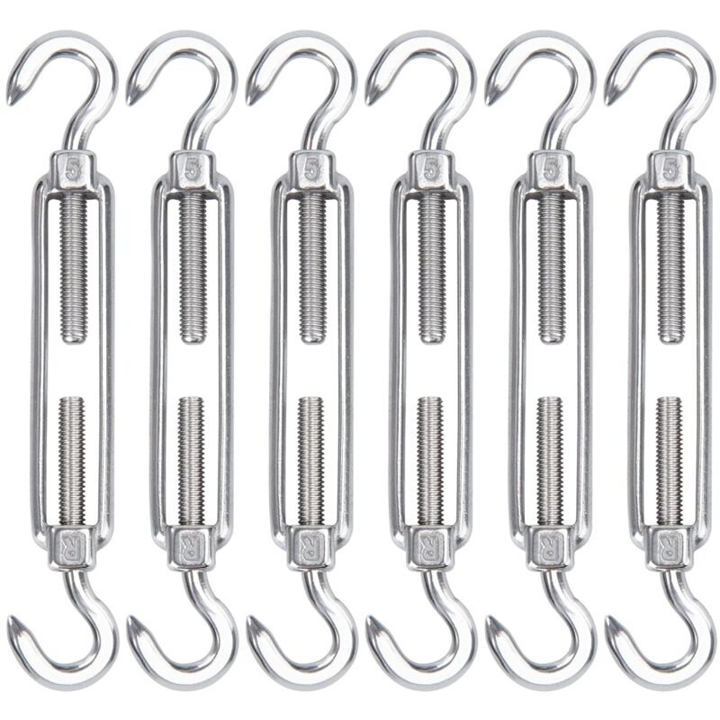 M5 Edelstahl-seilspanner, 6er-pack Drahtseilspanner Haken & Haken, Verstellbarer Hochleistungs-spannhaken & Haken Für Seil, Wäscheleine, Drahtgeflecht Zur Installation Von Sonnenschutz