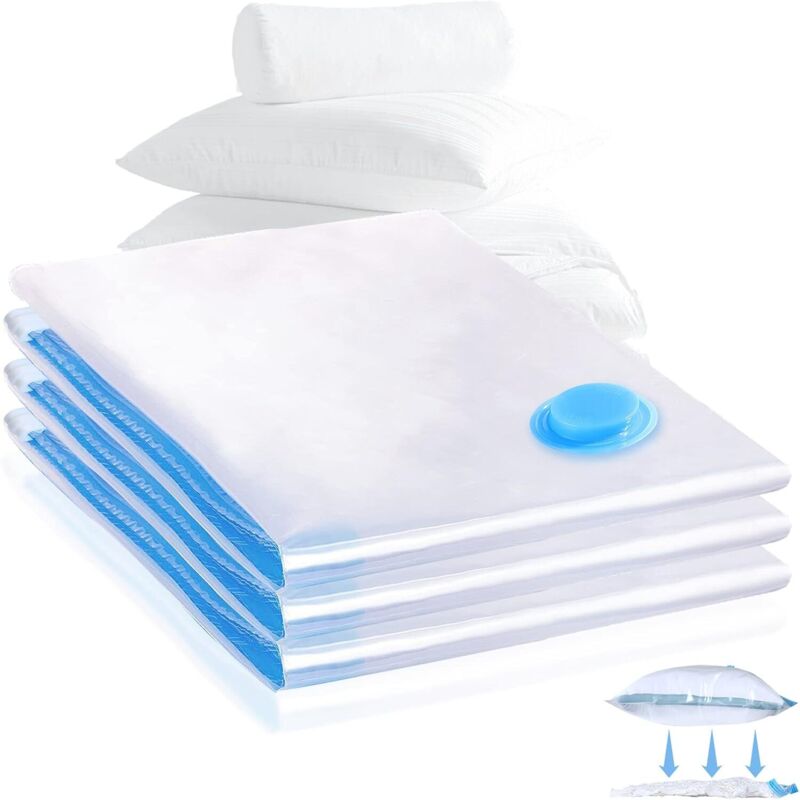 Vakuum-aufbewahrungsbeutel, 3er-pack (60 X 80 Cm), Vakuum-kleiderbeutel, Wiederverwendbare Vakuum-aufbewahrungshüllen Für Kleidung, Bettwäsche, Handtücher Und Bettdecken