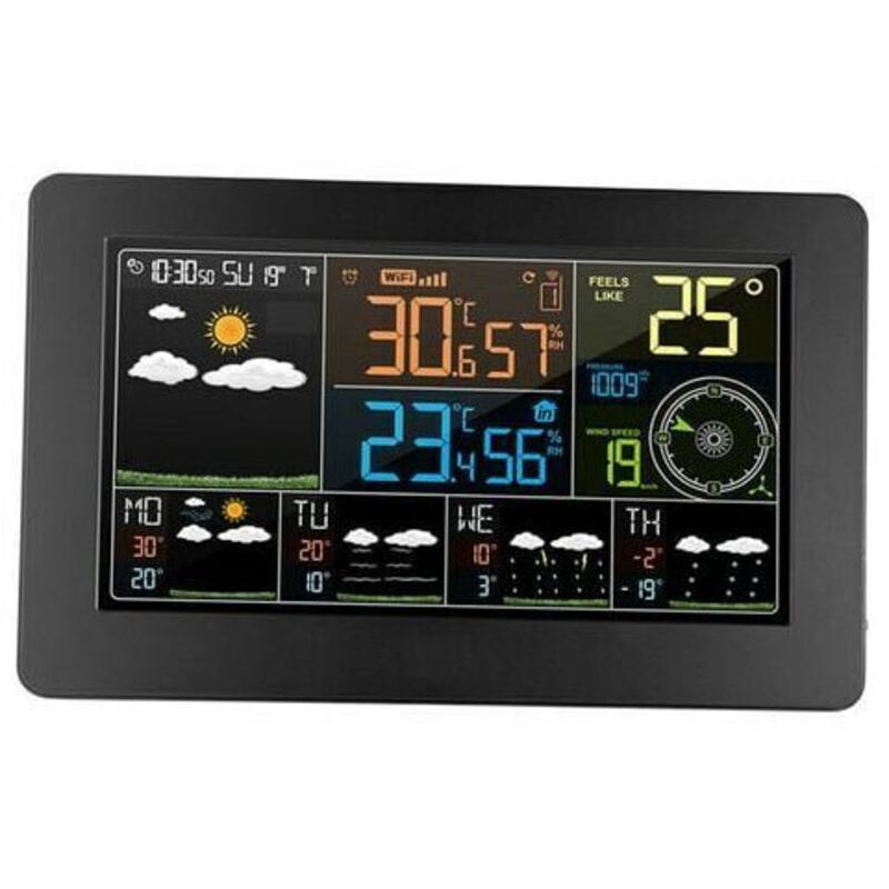 Multifunktionale Wlan-wetterstation – Innen-/außentemperatur – Luftfeuchtigkeit 20–95 % Rf – Luftdruck – Smartphone-anbindung