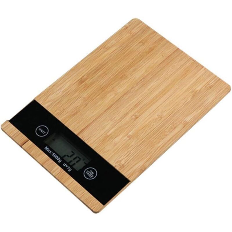 Professionelle Hochpräzise Elektronische Küchenwaage, 5 Kg/1 G, Bambusplatte, Haushaltswaage Für Lebensmittel Und Kochen, Hohe Präzision
