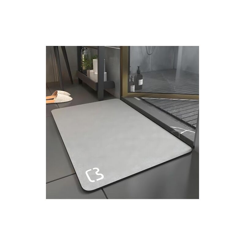 40 × 60 Cm Rutschfeste Badematte – Saugfähige Badezimmermatte – Diatomit-mikrofaser – Weiche Badematte – Schnell Trocknend
