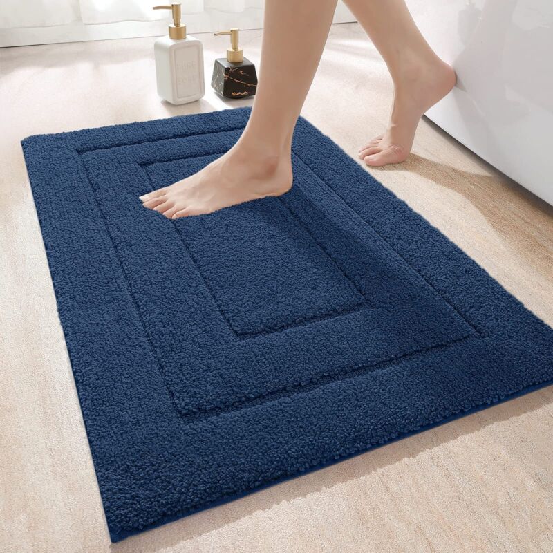 Rutschfeste Badematte 50 X 80 Cm, Weiche Mikrofaser, Wasserabsorbierend, Maschinenwaschbar, Extra Dick, Für Das Badezimmer, Marineblau