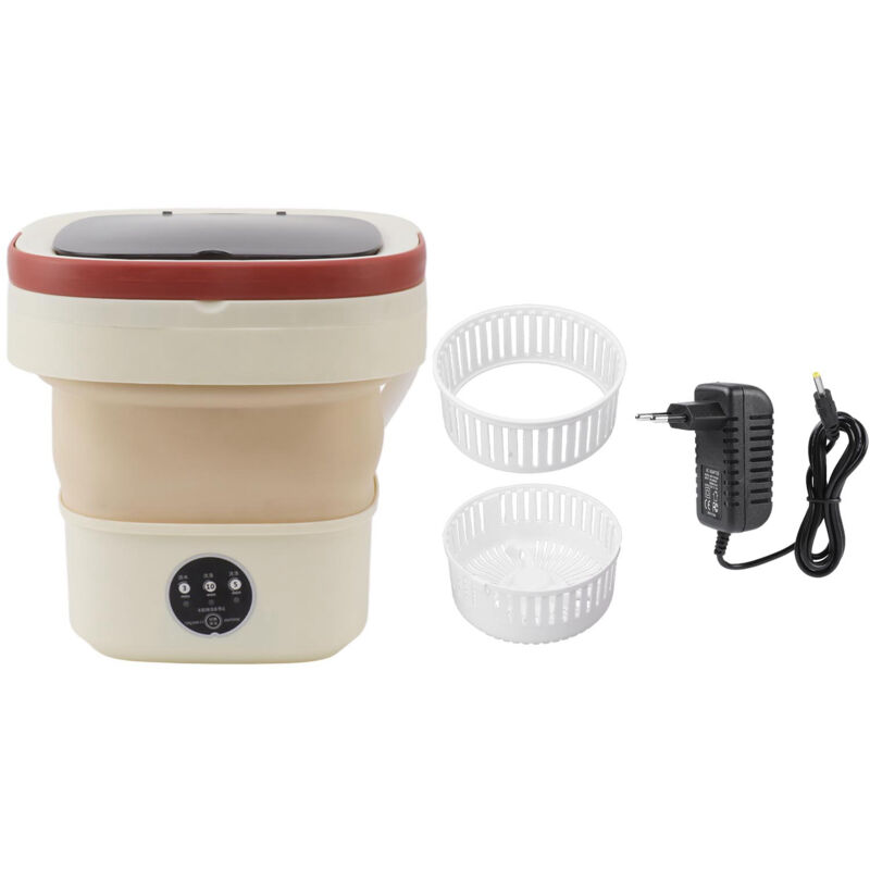 Tragbare Waschmaschine, Mini-eimerwaschmaschine 6l, Faltbar Und Automatisch, Mit Schonwaschgang, 100 Bis 240 V, Milchweiß, Eu-stecker