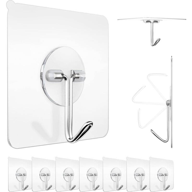 10 Stück Selbstklebende Wandhaken, 6 X 6 Cm – Wandhaken Aus Edelstahl Für Zuhause, Küche, Bad – Maximale Belastung: 5 Kg – Ideal Für Handtücher, Bademäntel Und Kleidung
