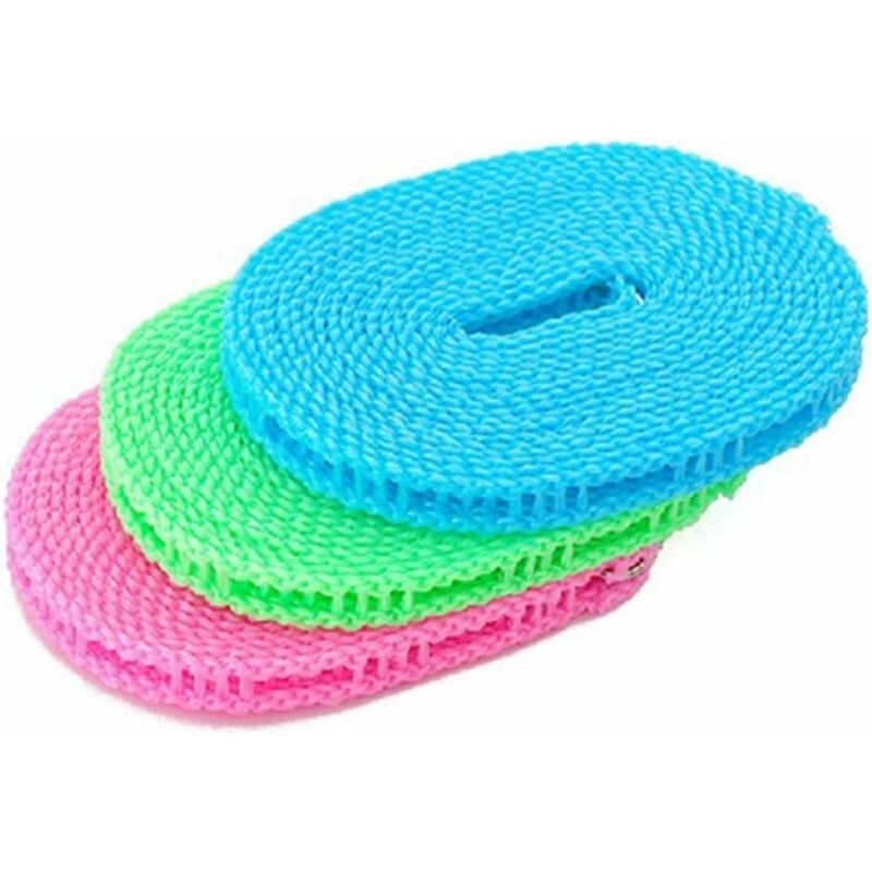 3-teilige Windfeste Wäscheleine, Nylon-wäscheleine, Tragbare Reisewäscheleine, Für Den Innen- Und Außenbereich Sowie Camping (5 M)