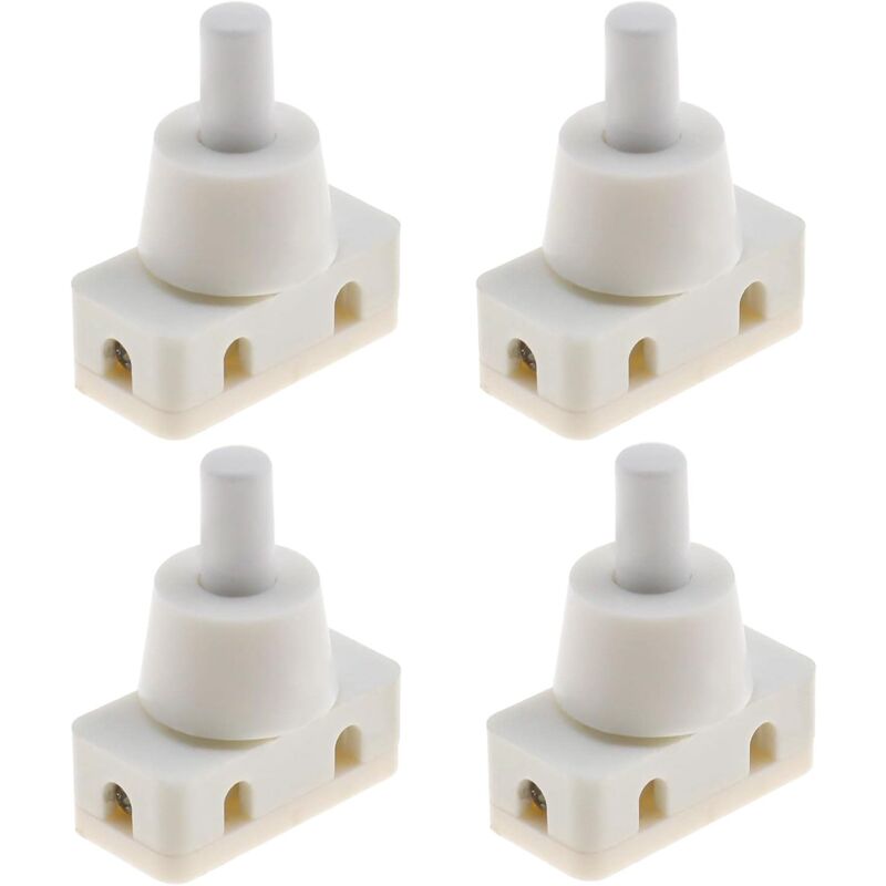 4x Ein-/aus-druckschalter, Versenkter Druckschalter Mit Kabel Und Schraubkappe, 220 V, 60 Hz, 10 A, Für Schreibtischlampe, Luftkühler, Befestigungsdurchmesser, Weißer Kunststoff