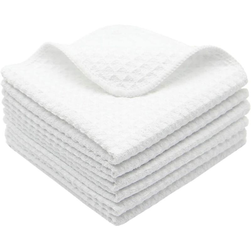 Küchentücher, Super Saugfähiges Mikrofaser-reinigungstuch, Weiche Und Waschbare Küchentücher, Weißes Geschirrtuch 6er-pack, 30 Cm X 30 Cm Npterbl