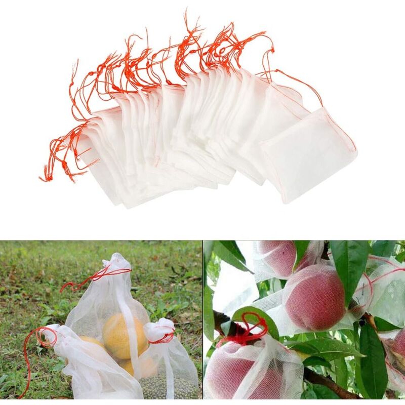 Packung Mit 50 Insektennetzen, Nylon-gartenschutznetzen, Wiederverwendbaren Obst- Und Pflanzenschutzbeuteln, Vogelsicheren Traubenbeuteln Mit Kordelzug (25 X 15 Cm (50 Stück))