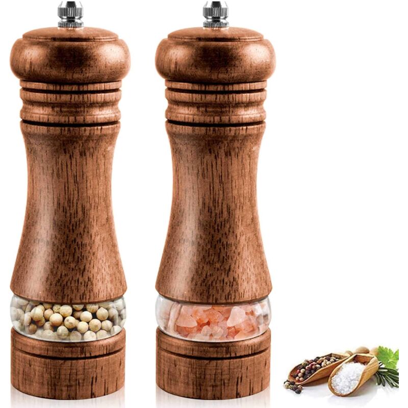 Salz- Und Pfeffermühle, Salz- Und Pfeffermühle Aus Holz, Manuelle Salz- Und Pfeffermühle, Einstellbare Gewürzmühle Aus Keramik