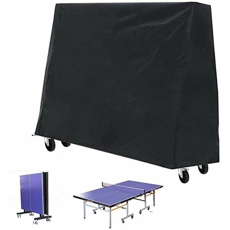 Tischtennisplattenabdeckung - Für Den Innen- Und Außenbereich, Mit Kordelzug Am Unteren Rand (165×70×185cm)