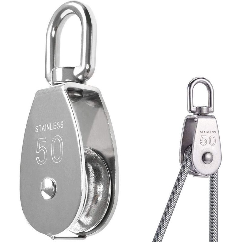 Einfache Drehbare Seilrolle Aus Edelstahl 304, M50, Tragkraft 400 Kg – Silber Npterbl