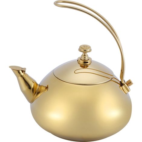 Klassische 1,5-liter-teekanne Aus Edelstahl Für Induktionskochfelder, Schnelles Aufheizen (gold)