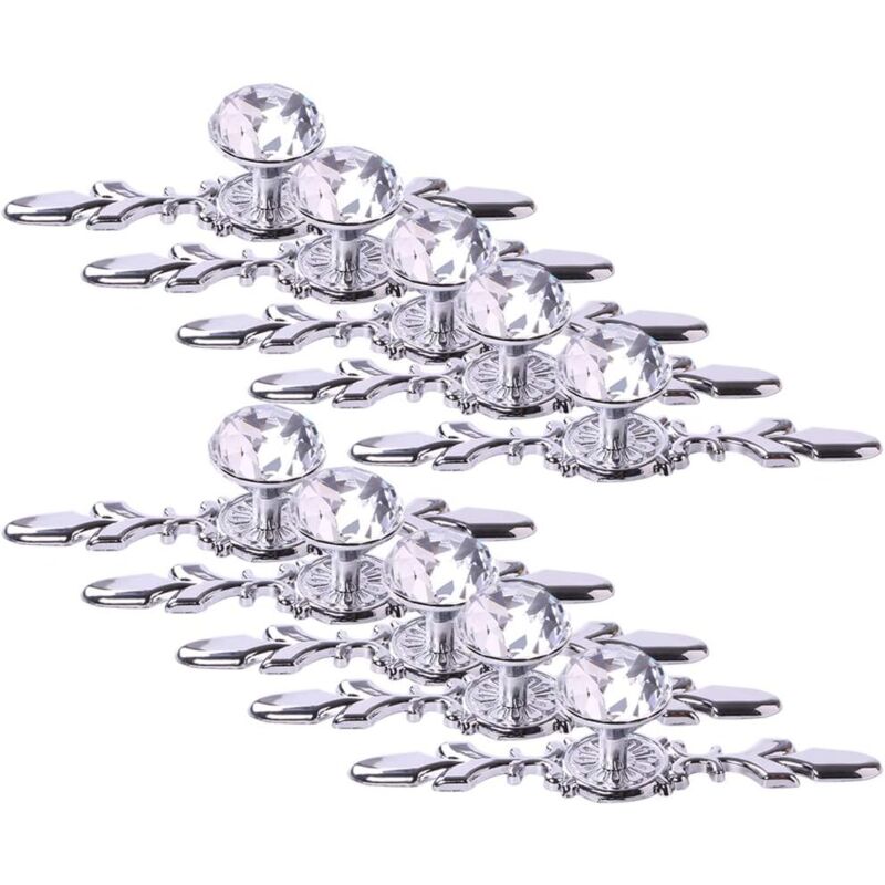 10er-pack Kristall-schubladengriffe, 17 Cm Große Diamant-schrankgriffe, Glasknöpfe Für Kommoden, Klare Schrankgriffe Mit Zierblenden Für Küche Und Schlafzimmer