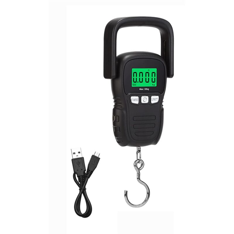 Tragbare Reisegepäckwaage 110 Lb/50 Kg, Über Usb Aufladbare Kofferwaage, Hintergrundbeleuchtetes Lcd-display