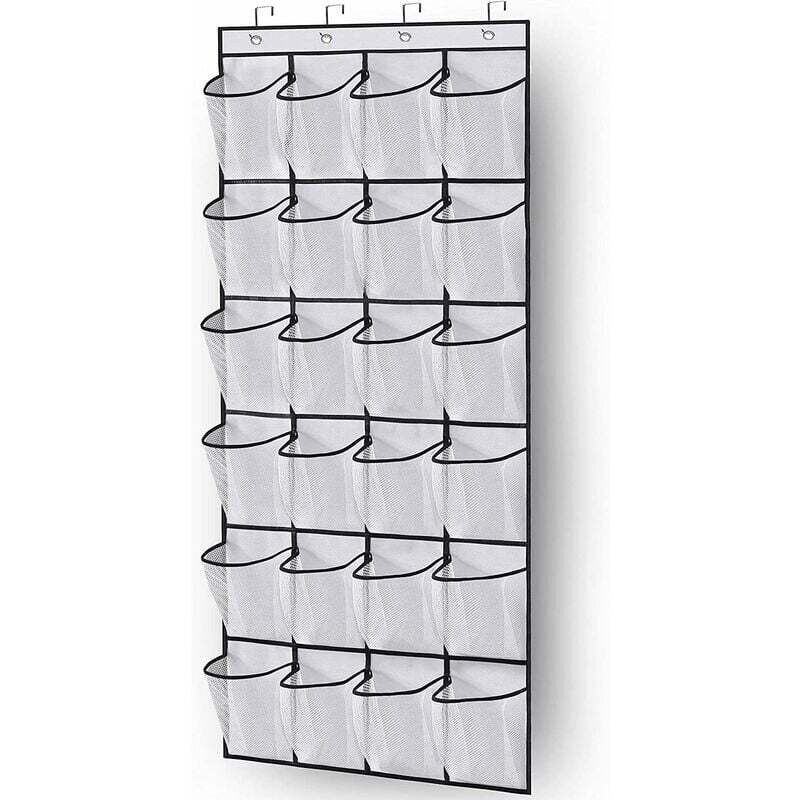 Türhänger-schuhorganizer, Platzsparend, 24 Fächer Mit 3 Haken Für Küche, Kleiderschrank, Schlafzimmer, Weiß